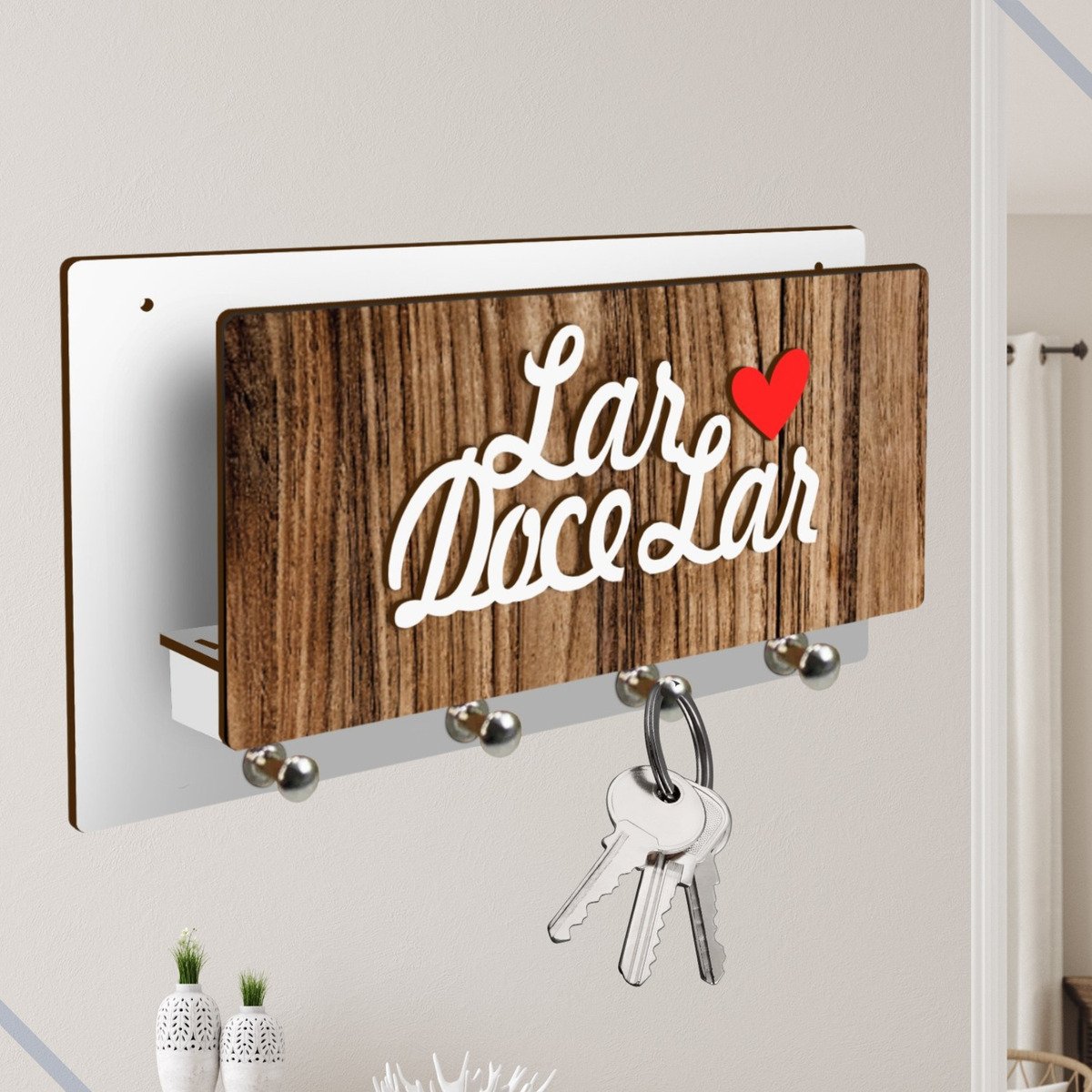 Porta Chaves Carta Organizador de Parede Decorativo em Mdf:04 - 4