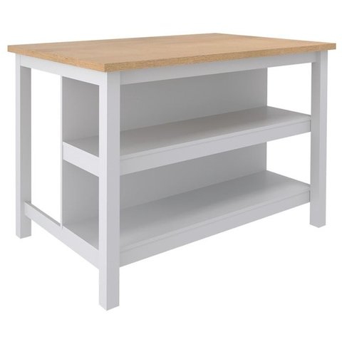 Bancada Ilha Cozinha 2 Prateleiras 120x80 Cm Cd1019 Cinza Dtall