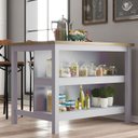 Ver imagem 2 de Bancada Ilha Cozinha 2 Prateleiras 120x80 Cm Cd1019 Cinza Dtall