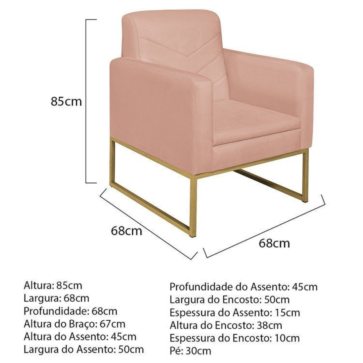 Kit 2 Poltronas Suede Base de Ferro Bali - 3