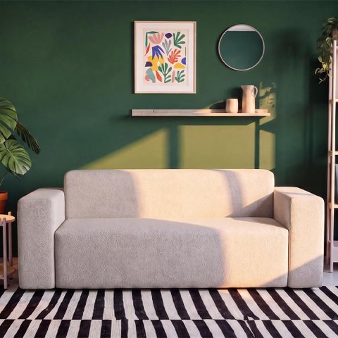 Sofá 3 Lugares Sync Kappesberg 236cm Boucle Névoa