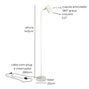 Ver imagem 3 de Luminária de Piso Abajur Chão Articulada Clara Preto
