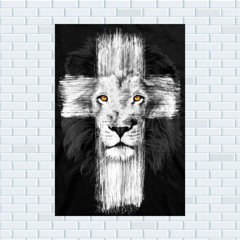 Placa Decorativa MDF Leão de Judá Tamanho 20x27cm