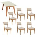 Ver imagem 2 de Mesa Jantar Retangular 1,60m x 0,90m Pés Retrô com 6 Cadeiras Assento e Encosto Estofado 100% MDF