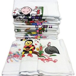 Pano de Prato Lomaer Sacaria Estampado Tradicional 0,45cm X 0,71cm 06 Unds Branco - 1
