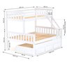 Treliche Bunk Bed Casal Madeira Macica com Escada Fixa Branco Mobilistore CS2125-01 - 2