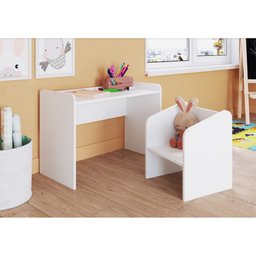Conjunto Mini Escrivaninha C/ Poltrona 78cm Cj7001 Art In Móveis - Branco - 1