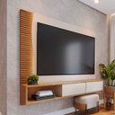 Ver imagem 1 de Painel para Tv até 65 Polegadas Mocha 2 Portas Ripado com Led Off White Matte/freijó - Pnr Móveis