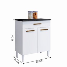 Balcão Ômega 02 portas 01 Gaveta Arte Móveis:Branco - 4