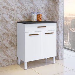 Balcão Ômega 02 portas 01 Gaveta Arte Móveis:Branco - 3