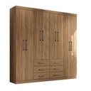Ver imagem 4 de Guarda Roupa Casal 8 Portas 6 Gavetas 212cm Liverpool Marrom/Jatobá