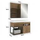 Ver imagem 3 de Conjunto Gabinete para Banheiro Suspenso com Cuba, Nichos e Espelheira em MDF Leme Noce Marrom