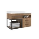 Ver imagem 4 de Conjunto Gabinete para Banheiro Suspenso com Cuba, Nichos e Espelheira em MDF Leme Noce Marrom