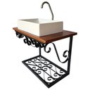 Ver imagem 5 de Balcão de Ferro e Madeira Provençal para Banheiro Retrô Classico Libertas Rosas Artesanato Bancada R