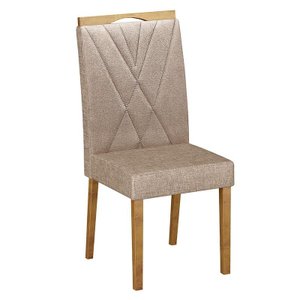 Cadeira para Mesa de Jantar Lara Kit 02 Peças Linho Bege - Valdemóveis