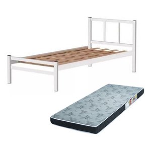 Cama Solteiro Tubolar com Colchão D28, Alojamento, Pousadas.