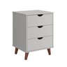Mesa de Cabeceira para Cama de Casal - 3 Gavetas: Branco - 1