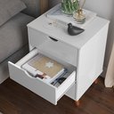 Ver imagem 3 de Mesa de Cabeceira para Cama de Casal - 3 Gavetas: Branco