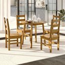 Ver imagem 1 de Conjunto com Mesa de Jantar 90cm Redonda e 4 Cadeiras 100% Madeira Maciça Cork Espresso Móveis Marrom/Nogueira