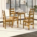 Ver imagem 1 de Conjunto com Mesa de Jantar 90cm Redonda e 4 Cadeiras 100% Madeira Maciça Cork Espresso Móveis