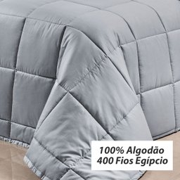 Edredom 400 Fios Egípcio Dupla Face King Size Cinza 100% Algodão 3 Peças - 2