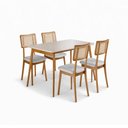 Ver imagem 2 de Conjunto Sala de Jantar 4 Lugares Florença Mesa e Cadeiras Madeira Maciça e Telinha Rattan Móveis Mu