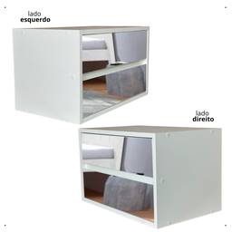 Mesa de Cabeceira Suspensa 2 Gavetas Espelho Organizadora Acessórios Lateral Cama 40x30x30cm 1unid - 5