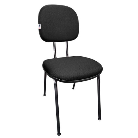 Kit 2 Cadeiras para Escritório Fixa Secretaria Pé Palito Tecido Js Preta Estofada Recepção