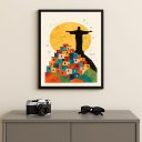 Ver imagem 2 de Quadro Cristo Rio Janeiro Favela 33x24cm Mold Branca Vidro