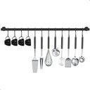 Ver imagem 4 de Porta Utensílios e Talheres 60cm com 12 Ganchos Preto Fs