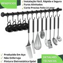 Ver imagem 5 de Porta Utensílios e Talheres 60cm com 12 Ganchos Preto Fs
