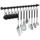 Ver imagem 2 de Porta Utensílios e Talheres 60cm com 12 Ganchos Preto Fs