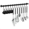 Porta Utensílios e Talheres 60cm com 12 Ganchos Preto Fs - 2