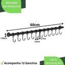 Ver imagem 6 de Porta Utensílios e Talheres 60cm com 12 Ganchos Preto Fs