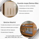 Ver imagem 4 de Kit Quarto Beliche Madrid 2 Camas + Guarda-Roupa Domus Max 4 Portas 3 Gavetas 2 Colchões Nature Off