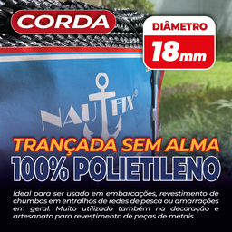 Corda Trançada Pe Virgem S/alma C/aprox. 122 Metros - Preto 18mm - 2
