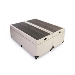 Cama Box Baú Casal Premium Bege Bipartido com Pistão a Gás - 138x188x41 - 3