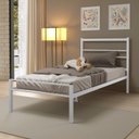 Ver imagem 4 de Cama Solteiro 100% Ferro Cristal P/ 160 Kg C/grade de Proteção -super Resistente - Branco