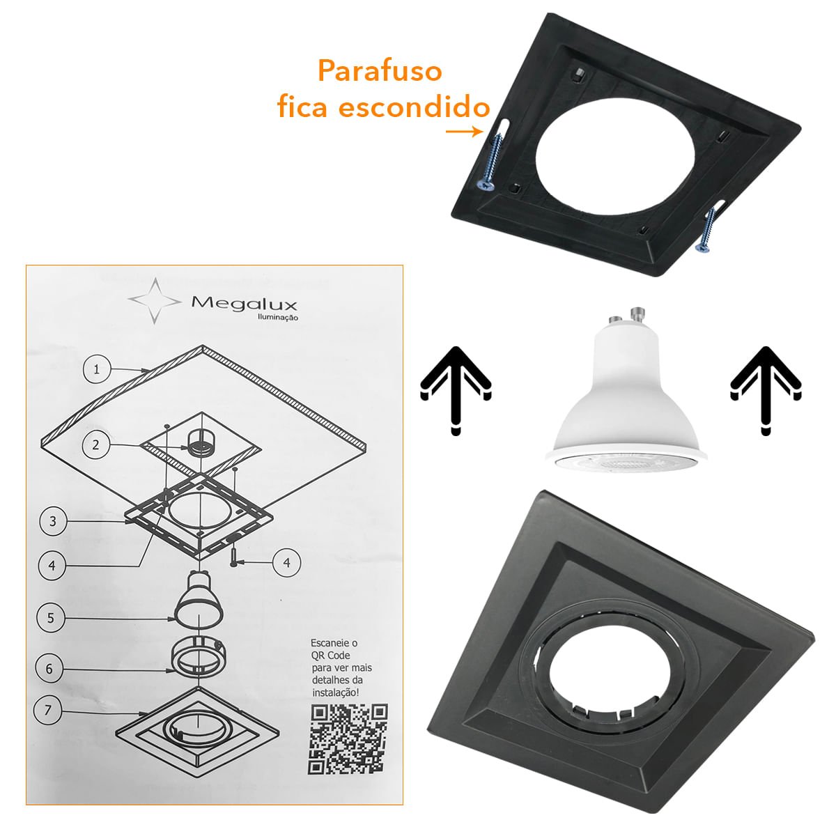 Spot Embutir Direcionável Recuado 14x14cm E27 Par20 Branco Megalux - 5
