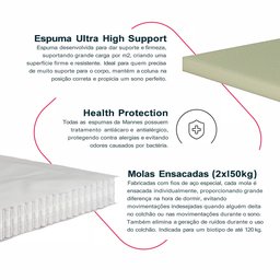 Colchão Casal  Molas Ensacadas Euphoria Gel Sense 138x188x34 - 11