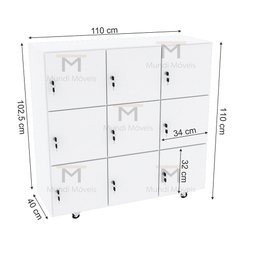 ARMÁRIO ESCANINHO 9 PORTAS CHAVE M240.2021.B ORGANIZADOR MUNDI MOVEIS - 2