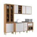 Ver imagem 2 de Cozinha Compacta Modulada com Vidro 10 Portas 5 Gavetas Domus Espesso Móveis Marrom/Nogal/Branco