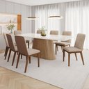 Ver imagem 1 de Mesa de Jantar 8 Lugares Olívia com Vidro Nature/off White/creme - Henn