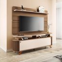Ver imagem 2 de Kit Bancada Alba e Painel Curv Tv até 70” Pés Madeira Maciça Castanho/off White