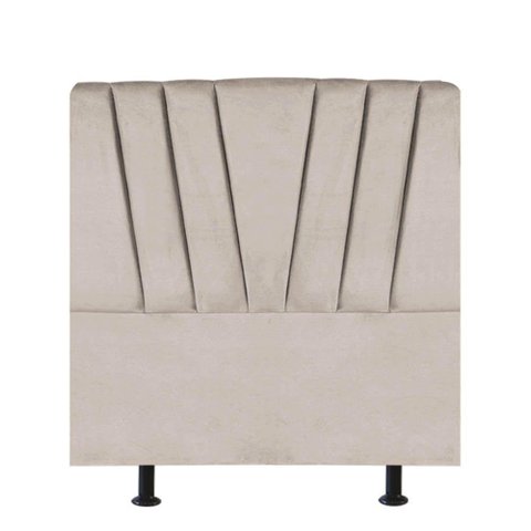 Cabeceira Estofada Cama Box Solteiro Bélgica 110cm Suede Bege