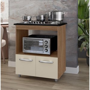 Balcão Elisa para Cooktop 4 Bocas com Nicho para Forno/microondas - Savana/off White Móblis