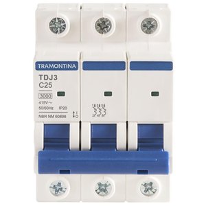 Minidisjuntor Tdj3ka 3 P 25 a Curva C Tramontina