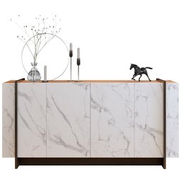 Buffet Bancada 4 Portas Copacabana Calacatta Natura Real Preto Clb - 1