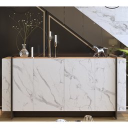 Buffet Bancada 4 Portas Copacabana Calacatta Natura Real Preto Clb - 3