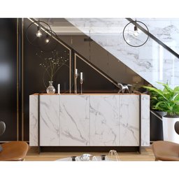 Buffet Bancada 4 Portas Copacabana Calacatta Natura Real Preto Clb - 10